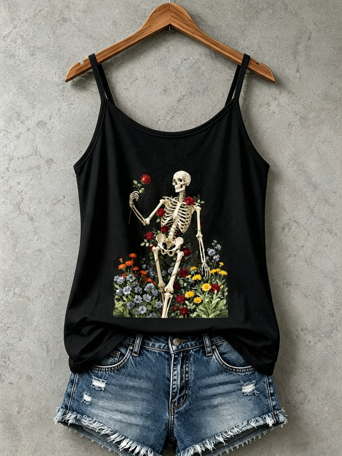 Women's Retro Halloween Skull Print Tank Top