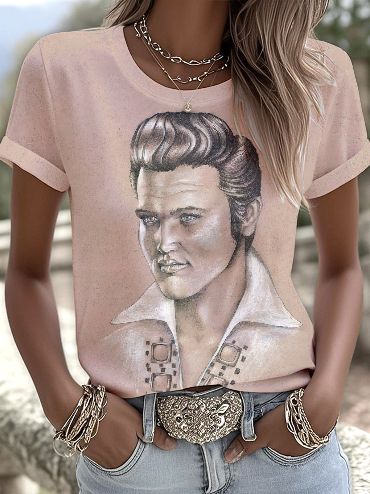 Merry Christmas King of Rock and Roll Printed T-shirts