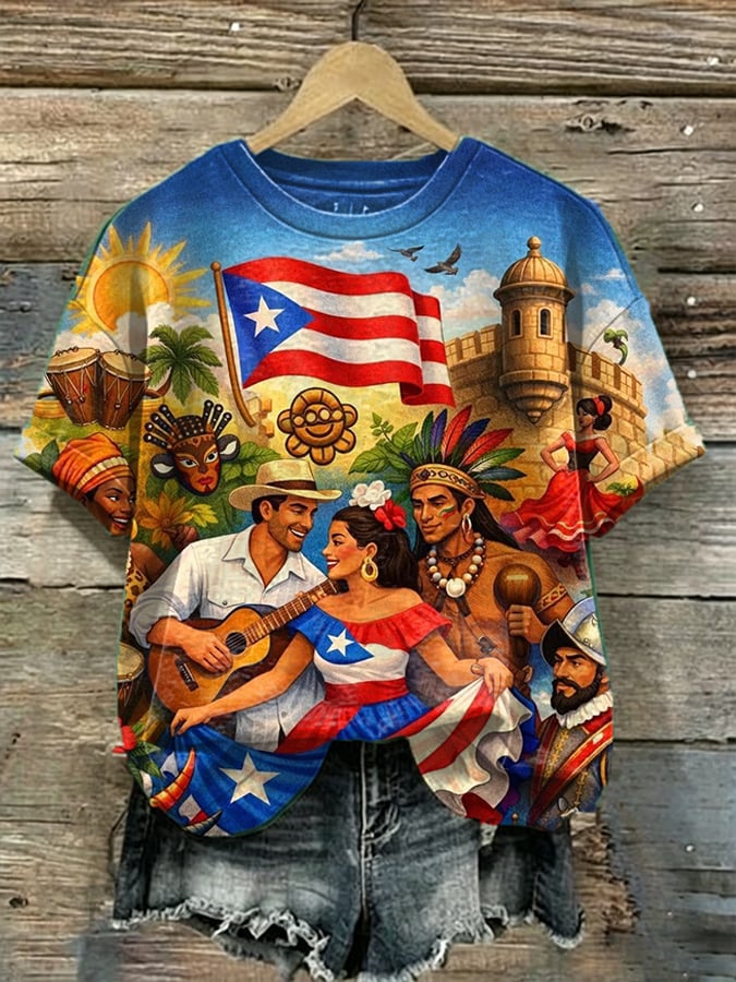 Women's National Puerto Rican Day Print T-shirt