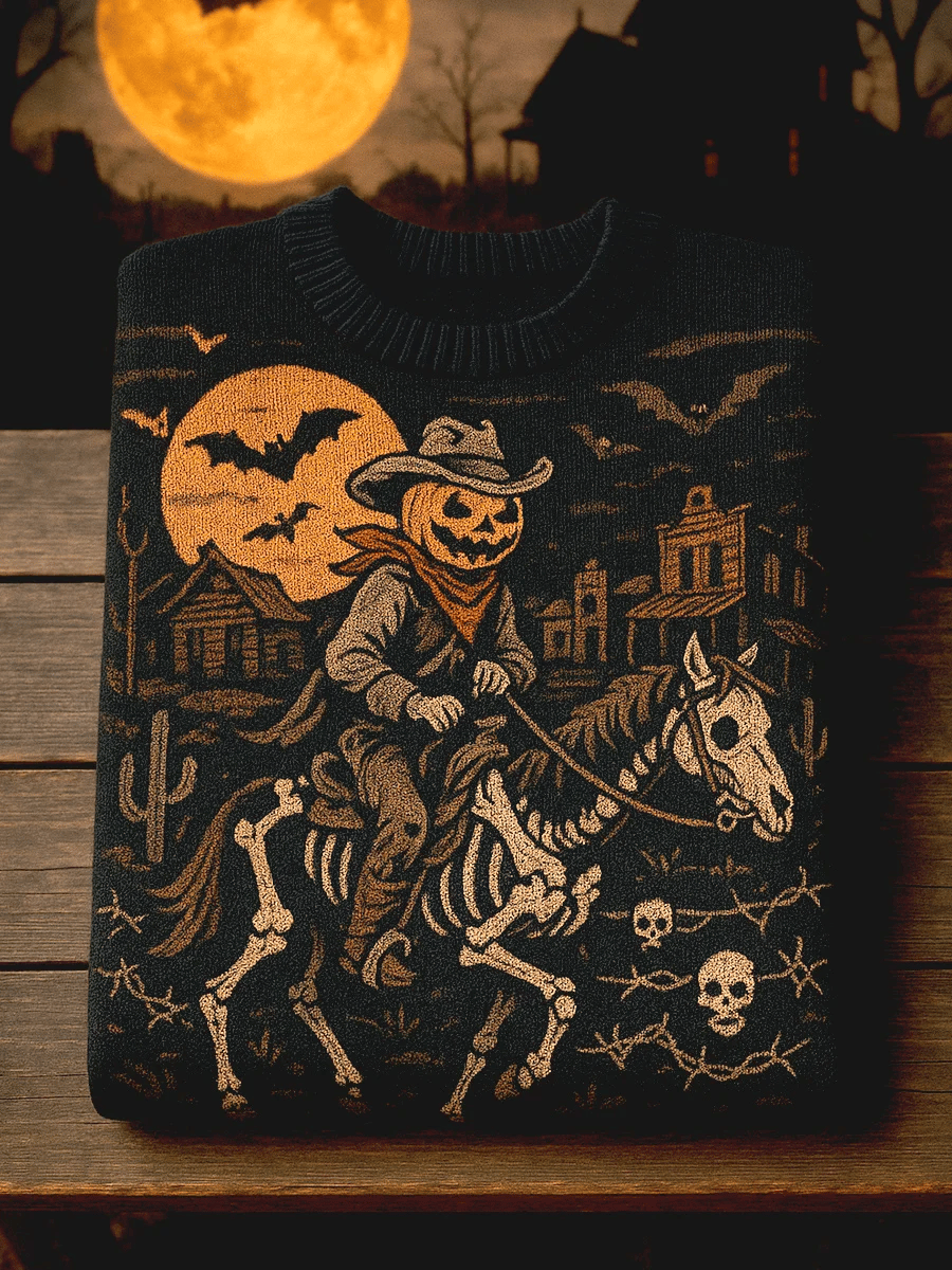 Women's Vintage Halloween Crew Neck Knit Top
