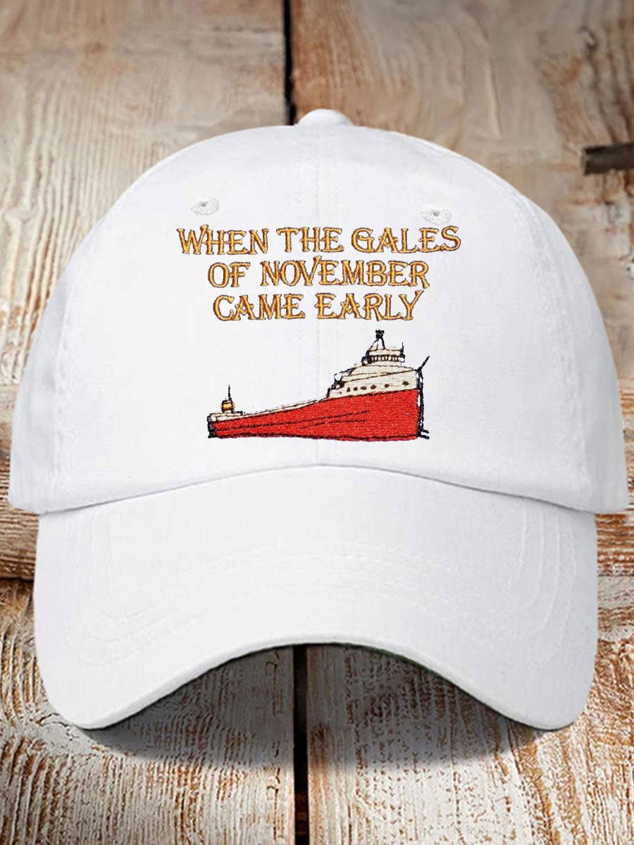“When The Gales Of November Came Earlyâ€?Print Baseball Cap