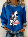 Women's Retro Print Long-Sleeve Sweatshirt