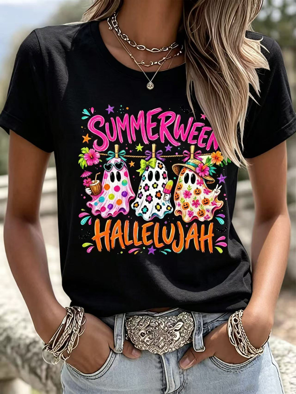 Women's Summerween Vibes Printed T-shirts