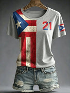Women's Casual Puerto Rico Print Top