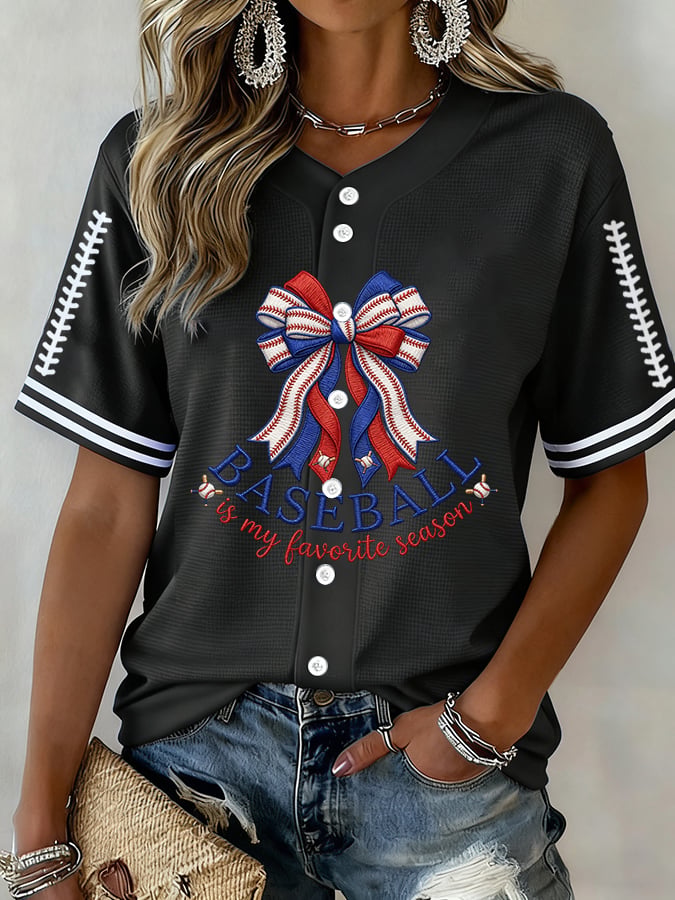 Women's  Baseball  Print Shirt
