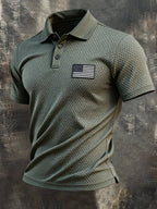 Men's Retro "Patriot" Quick-Dry Textured Fabric Polo Shirt