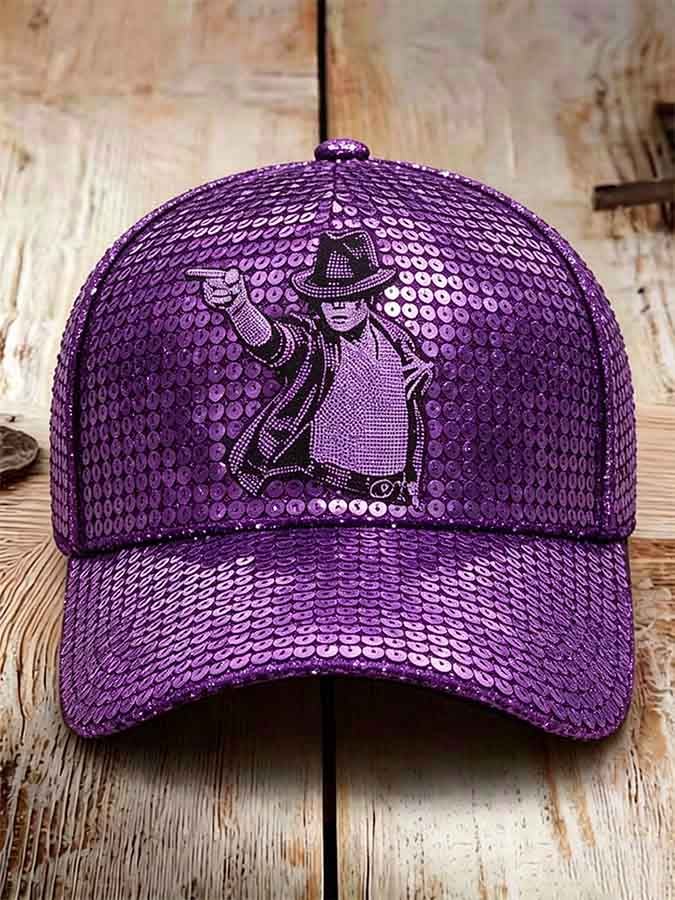 Unisex Retro Commemorative Baseball Cap: "King of Pop" Faux-Sequin Print Edition