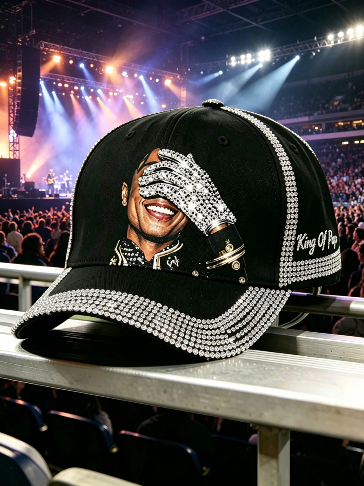Unisex Retro Commemorative Baseball Cap: "King of Music" Faux-Sequin Print Edition
