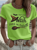 Women's Halloween Printed Round Neck T-Shirt