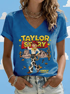V-Neck Retro I Knew It Print T-Shirt