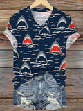 Women's Shark Art Printed T-shirt