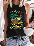 Women's Chillin' With Jesus Printed Crew Neck Vest