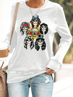 Retro Rock Skull And Rose Print Sweatshirt