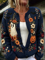 Women's Casual Halloween Print Cardigan