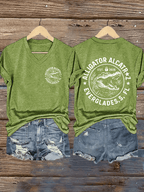Women's  Alligator Alcatraz Funny Florida Everglades Dark Humor Print T-Shirt