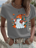 Women's Cute Ghost Printed Casual T-Shirt