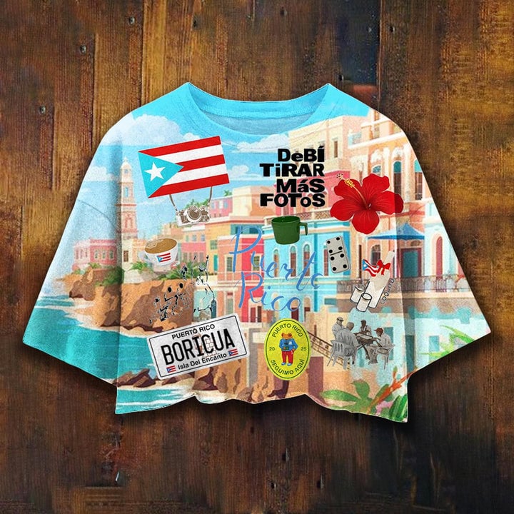 Women's Puerto Rican Printed Umbilized T-shirt