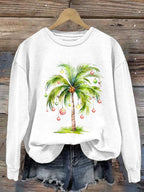 Women'S Casual Christmas Palm Tree Printed Long Sleeve Sweatshirt