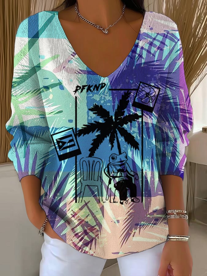 Puerto Rico Singer Pfknr Printed Long Sleeve Top