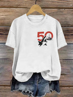 Women's Shark 50th Anniversary Printed Short-Sleeved T-Shirt