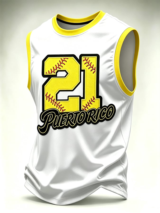 Men's Puerto Rico Baseball Print Tank Top